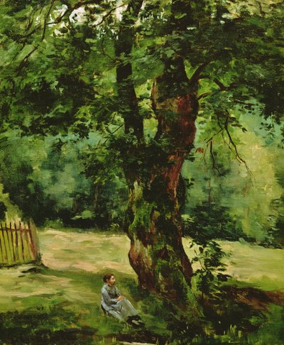 木の下に座っている女性 作： Gustave Caillebotte