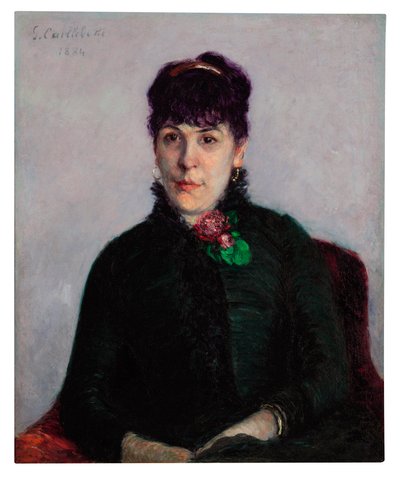 薔薇を持つ女性、1884 作： Gustave Caillebotte