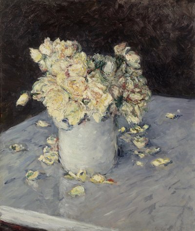 花瓶の黄色いバラ 作： Gustave Caillebotte