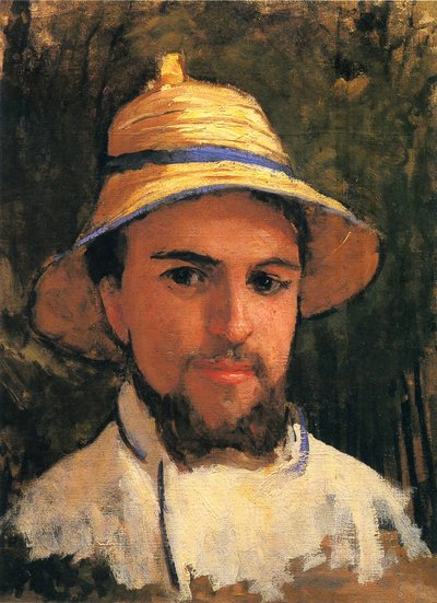 麦わら帽子をかぶった自画像 作： Gustave Caillebotte
