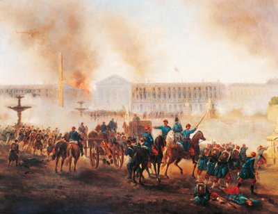 コミューン末期のパリ、コンコルド広場での戦い 作： Gustave Clarence Rodolphe Boulanger