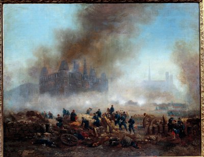 ヴェルサイユ宮殿の軍隊に襲われた市庁舎の火災（5月27日 作： Gustave Clarence Rodolphe Boulanger