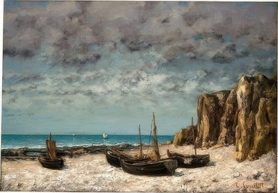 エトルタビーチのボート。 1872-75年頃 作： Gustave Courbet