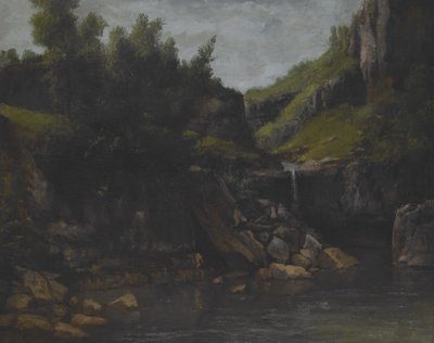 岩の多い風景のカスケード、1872-4年頃（キャンバスに油彩） 作： Gustave Courbet
