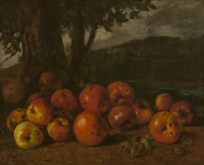 クールベ - リンゴのある静物画、1872年 作： Gustave Courbet
