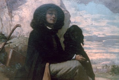 黒犬とクールベ、1842 作： Gustave Courbet