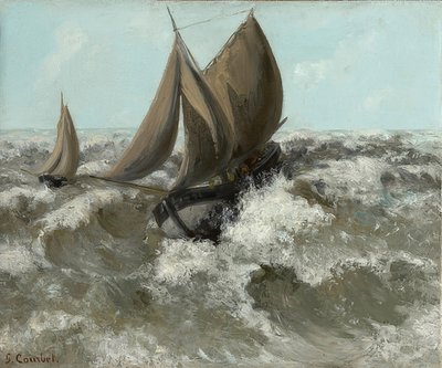 ヨット（海）。 1869年頃 作： Gustave Courbet