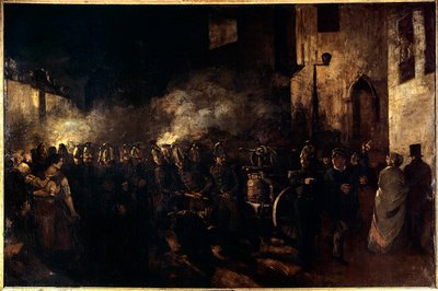 火事場を駆ける消防士たち 絵画 ギュスターヴ・クールベ（1819-1877） 1850年 Sun.3,88x5,8 m パリ、プチ・パレ美術館 作： Gustave Courbet