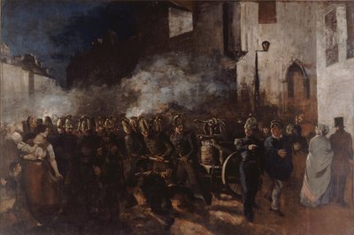 火に実行している消防士 作： Gustave Courbet