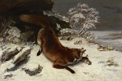 雪の中のキツネ 作： Gustave Courbet
