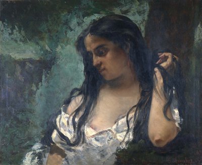 リフレクションのジプシー 作： Gustave Courbet