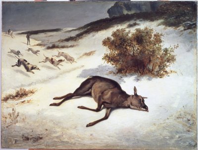 雪の中で強制停止されたハインド、1866 作： Gustave Courbet