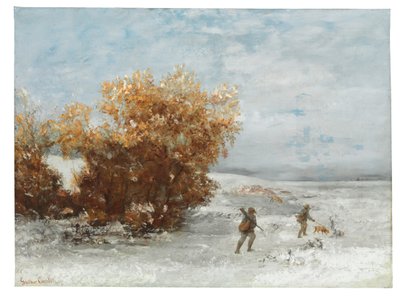 雪の中のハンター、1866 作： Gustave Courbet