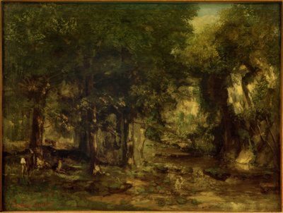 プレジールフォンテーヌ川への鹿の配達 作： Gustave Courbet