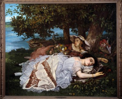 セーヌ川岸のダモワゼルたち」ギュスターヴ・クールベ（1819-1877）の絵画 作： Gustave Courbet
