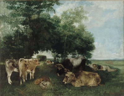 ヘイズシーズン、ダブス山脈で昼寝 作： Gustave Courbet