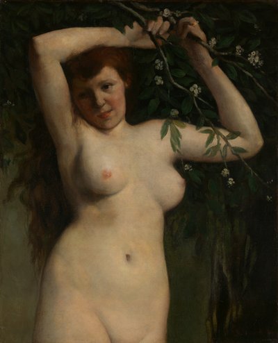 開花枝のヌード、1863年。 作： Gustave Courbet