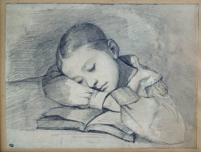 眠るジュリエット・クールベの肖像。ギュスターヴ・クールベ（1819-1877）の鉛鉱山でのデッサン。1841.薄暗い。0.20 x 0.26.パリ、オルセー美術館（Musee d