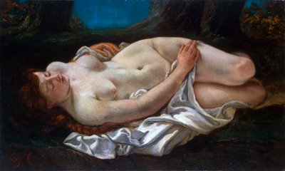 リクライニングウーマン、1865年。 作： Gustave Courbet