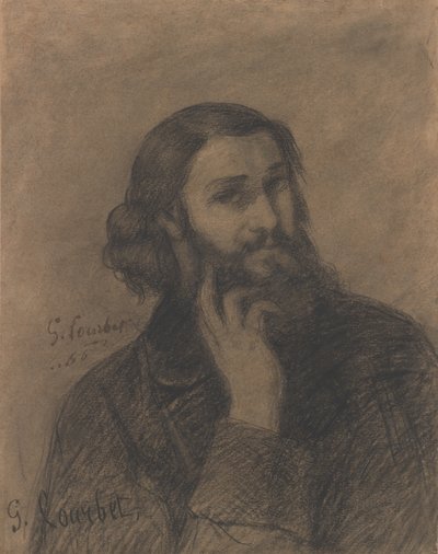 自画像、1866年頃（コンテクレヨン） 作： Gustave Courbet