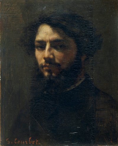 自画像、c。 1850年。 作： Gustave Courbet