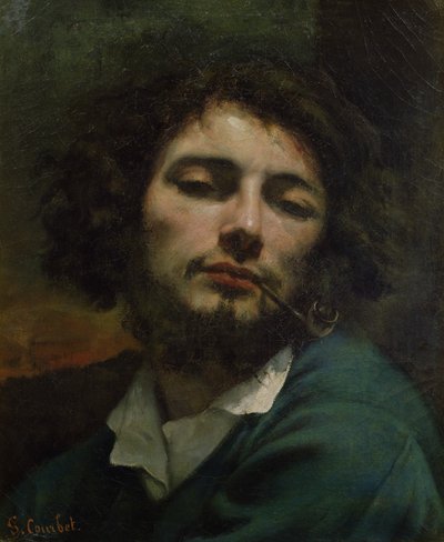 自画像または、パイプを持った男、c.1846（キャンバスに油彩） 作： Gustave Courbet