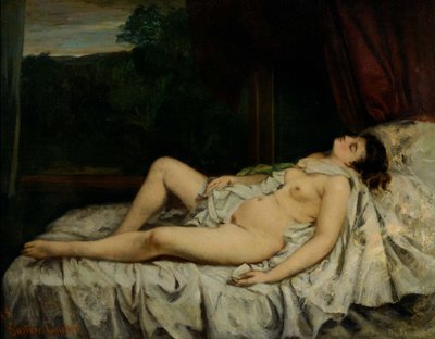 眠っているヌード 作： Gustave Courbet