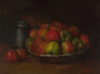 リンゴとザクロのある静物、1871-1872 作： Gustave Courbet