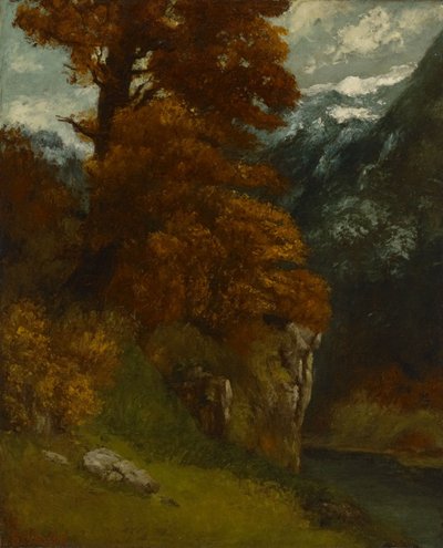 オルナンの「ザ・グレン」（ドゥー川沿い；秋の風景） 作： Gustave Courbet