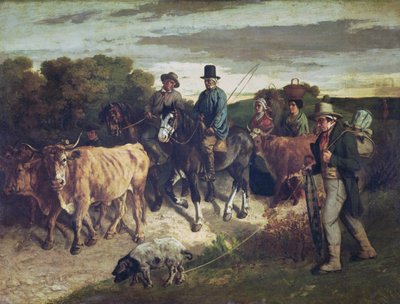 フェアから戻ってきたフラジーの農民 作： Gustave Courbet