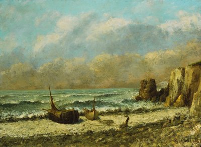 ビーチでの2つのボート 作： Gustave Courbet
