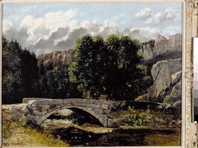 スイス、フルーリエのサン・スルピス橋の眺め（油彩・キャンバス 作： Gustave Courbet