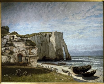 嵐、ノルマンディーの後のエトルタの崖の眺め 作： Gustave Courbet