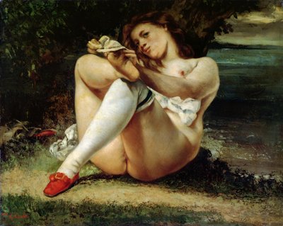 白いストッキングの女、1861年 作： Gustave Courbet