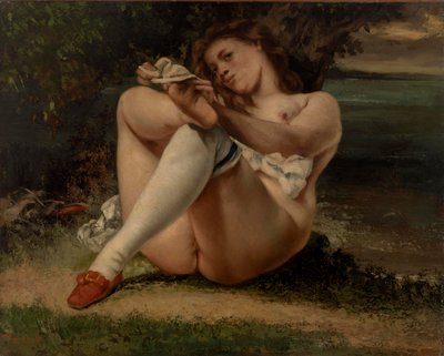 白いストッキングの女性 作： Gustave Courbet
