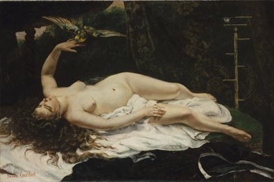 オウムを持つ女性 作： Gustave Courbet