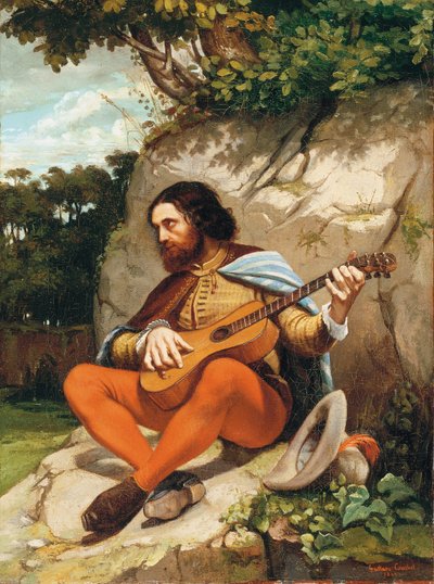 風景の中の若い男 作： Gustave Courbet