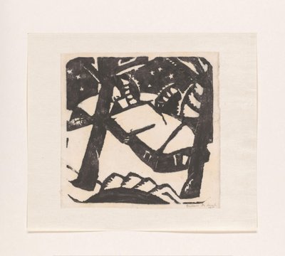 木々と雪に覆われた屋根 作： Gustave De Smet (signed by artist)
