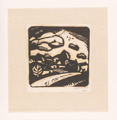 家、道、山のある風景 作： Gustave De Smet (signed by artist)