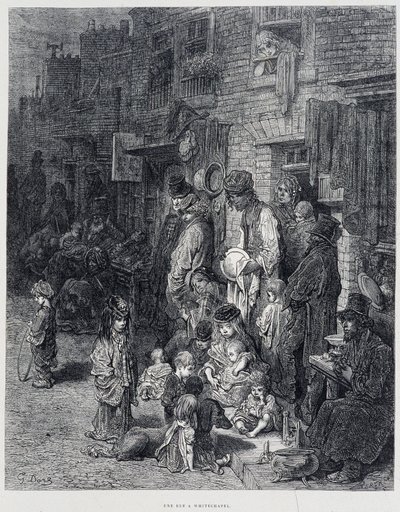 ホワイトチャペルの街並み - グスタフ・ドーアの「ロンドン」にて 作： Gustave Dore