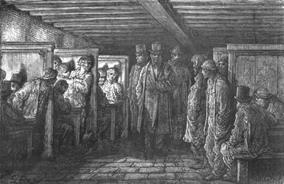 「ホワイトチャペルのコーヒー ハウス」、1872 年。 作： Gustave Dore