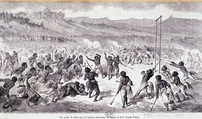 インディアンのチョクトー族の球技 - ギュスターヴ・ドレの版画 作： Gustave Dore