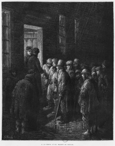 避難所の家、ルイ・エノー（1824-1900）1876の「ロンドル」のイラスト、ポール・ジョナード・パセル（1902年）パリ、アシェットの彫刻 作： Gustave Dore