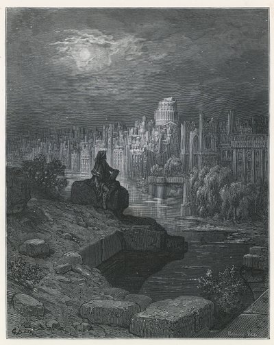 ロンドンの遺跡を熟考しているニュージーラナードの旅行者 作： Gustave Dore