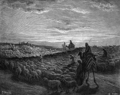 カナンへの旅に出たアブラム - 聖書 作： Gustave Dore