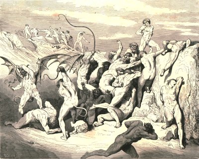 ああ！彼らがどのようにして最初のストライプで束縛したか！、c1890。 作： Gustave Dore
