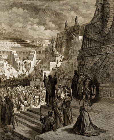 アルタクセルクセス、ユダヤ人に自由を与える。- 聖書 作： Gustave Dore
