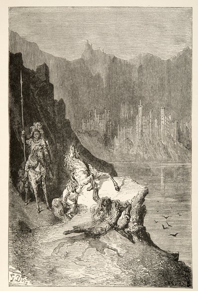 チャールズヘンリーハンソン著、アーサー王の日々の物語からのバリンスレイランサー卿、pub.1898 作： Gustave Dore