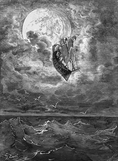 バロン・ミュンヒハウゼンドレの「月への航海」。 作： Gustave Dore