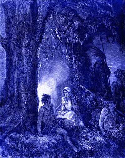チャクタスとアタラ、ドレのエングレービング。 作： Gustave Dore